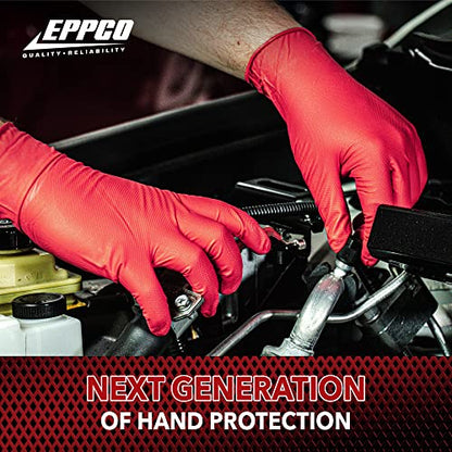 EPPCO Grease Bully 7-Mil Red Nitrile Gloves Disposable Powder Free, Latex Free Textured Superior Grip Glove for Mechanics - style: Xxl, Case of 900