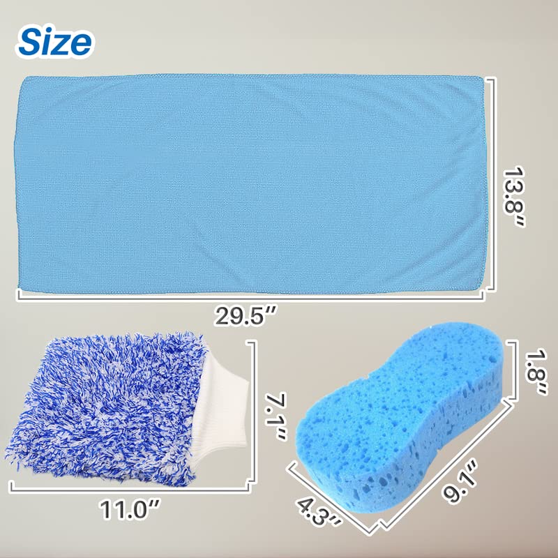 Car Cleaning Supplies Interior Car Detail Towel Exterior Wash Sponge Microfiber Wash Mitt Kit for Air Vents Dashboard Blue 3 Pcs - color: Blue