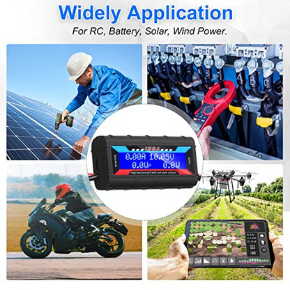 Yunsailing 2 Pcs High Precision Watt Meter Power Analyzer Battery Consumption Performance Monitor with Backlight Digital LCD Screen(15000)