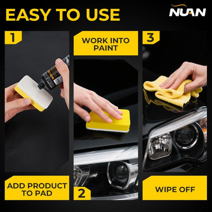 NUAN 2PCS Car Scratch Removel Wax, 2026 New Universal Premium Polishing Compound for Minor Scratch, Car Paint Scratch Remover for Vehicles, 4 fl oz (120 ML), with Sponge and Cloth, Black