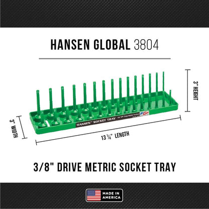 Hansen Global 92001 SAE & Metric, 2-Row Socket Tray Set - 6-Pieces, Green - color: Green