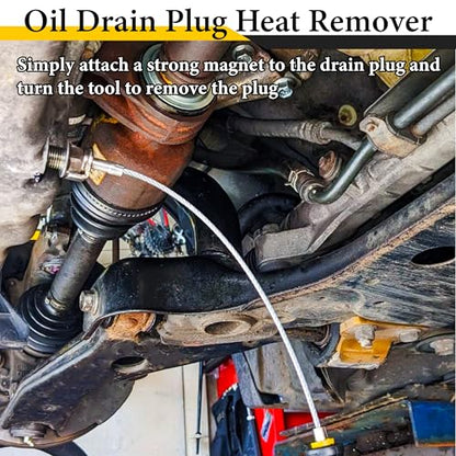 Magnetic Oil Drain Plug Remover Tool, Oil Drain Plug Remover Instrument | Strong Magnetic Drain Plug Tool, Anti Scald Sump Plug Removal Tool, Universal Flexible Oil Plug Removal Tool (14 Inch)