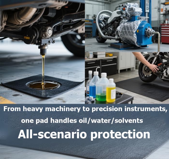 Thickened Oil Spill Pads 36 X 60 inches (Approximately 91.4 X 152.4 cm), Under car Garage Floor mat, Waterproof Backing Absorbent mat to Protect the Floor, Durable, Reusable, Black