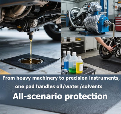 Thickened Oil Spill Pads 36 X 60 inches (Approximately 91.4 X 152.4 cm), Under car Garage Floor mat, Waterproof Backing Absorbent mat to Protect the Floor, Durable, Reusable, Black