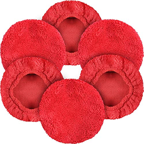 Car Windshield Cleaning Tool Bonnets - 6 Pack, 5” Windshield Cleaner Wand Cloths Replacement Pads Thickened Red Coral Fleece Car Window Glass Cleaner Bonnets - color: Coral Fleece(red)