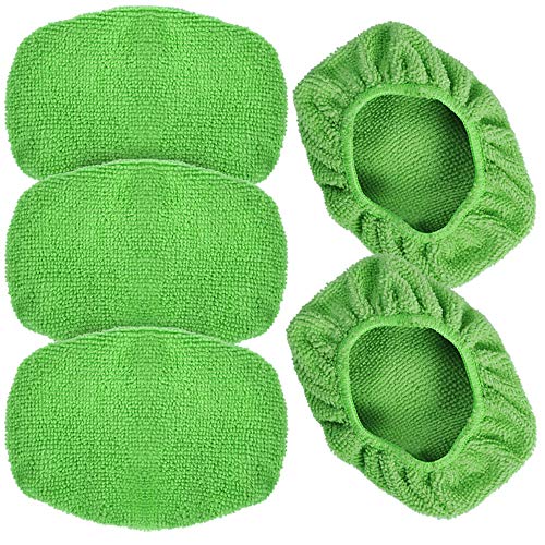 Microfiber Cleaning Cloth for Windshield Cleaning Tool, Windshield Cleanner Wand Replaceable Glass Cleaning Bonnets, Interior Auto Window Cleaner Washing Pads, Fit 5”, Green, 5 Pack - color: Microfiber(green)