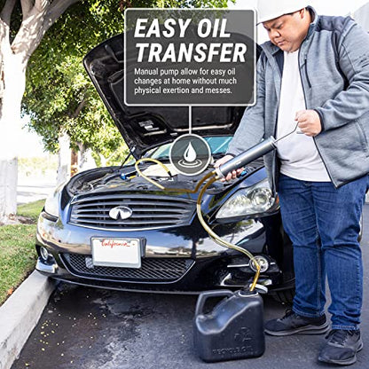 TERA PUMP - Oil Change Pump Extractor, Manual Dual-Action Aluminum Barrel/Die-Cast Pump, Transfers to ATVs, Cars, Trucks, SUVs (Engine Oil, Antifreezel, Hydraulic Fluid)