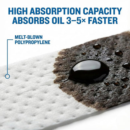 FLASHDRY Marine Oil Spill Absorbent Pads, 100-Count Oil Control Pads, 17.5" x 13.5" - Fuel, Diesel & Bilge Water Cleanup, Water-Repellent, Eco-Friendly, Tear-Resistant Hydrocarbon Absorption - size: 100 Pads - 2mm