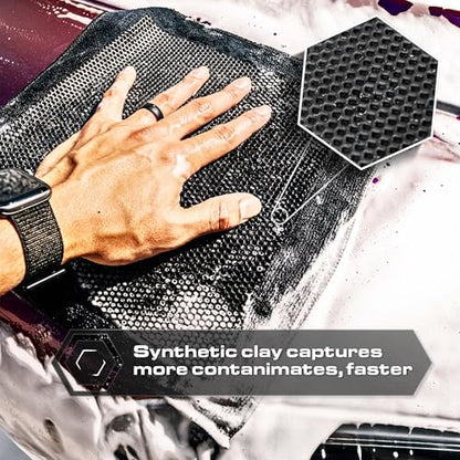 Blackline Clay Towel Kit Complete System - Clay Towel, Waterless Wash Spray & 3 Everyday Microfiber Cloths, 16" x 16"