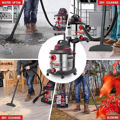 Shop-Vac 8 Gallon 6.0 Peak HP Wet/Dry Vacuum, Stainless Steel Tank, Portable Shop Vacuum with Multifunctional Attachments for Jobsite, Garage & Workshop. 5989400 - size: 8 Gallon