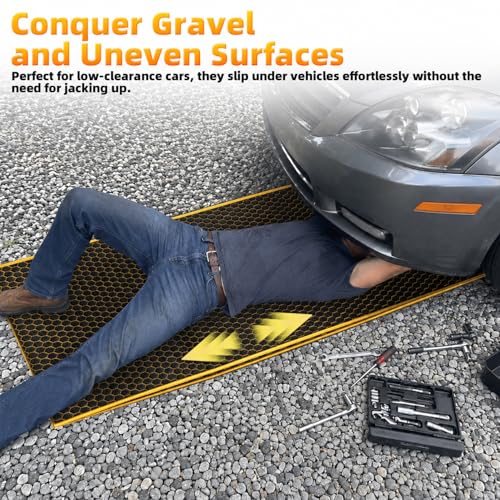 Magic Rolling Creeper Mat, 60 x 28in Foldable Two-Layer Cars Mechanic Repair Mat with Storage Bag, Multifunctional Mechanic Creeper Automotive Tool for Low Clearance, Special Roads, Cars, SUVs, Yellow - color: YELLOW