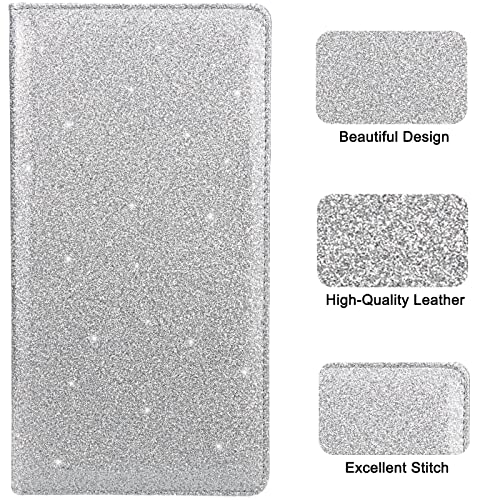 Car Registration and Insurance Holder, Premium Leather Insurance and Registration Holder,vehicle Glove Box Car Organizer, with Magnetic Shut for Cards, Driver License (Glitter Silver) - color: 04-Glitter Silver