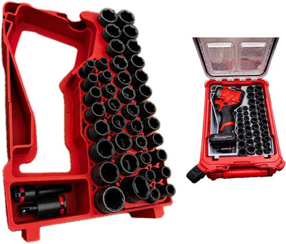 M12 FUEL Stubby 1/2 Impact Wrench 2563-20 & 43PC Socket Set 49-66-7009 Insert Organizer Compatible with Milwaukee Packout 48-22-8435