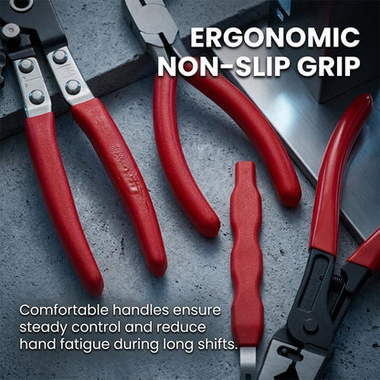 5PCS Automotive Electrical Disconnect Pliers Kit, Connector & Terminal Removal Tool Set with Hose Clamp Pliers, Trim Clip Remover for Car Fuel Line, Sensor & Wiring Harness (Red 1Set) - color: Red 1set