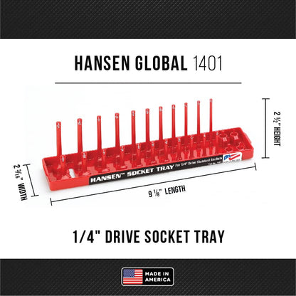 Hansen Global 92000 SAE & Metric, 2-Row Socket Tray Set - 6-Pieces, Red & Grey - color: Red & Grey