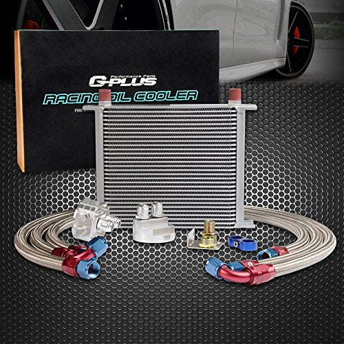 30 Row AN10-10AN Universal Aluminum Engine Transmission Oil Cooler Kit + Oil Filter Relocation Kit Silver - color: Blue, size: Separation style
