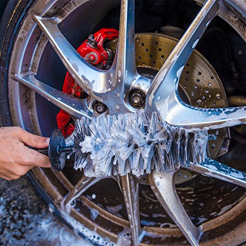 Chemical Guys, Easy Reach Wheel & Rim Detailing Brush, Long Reach Handle | Long-handle brush reaches deep into wheels, barrels and tight gaps to clean safely without scratching