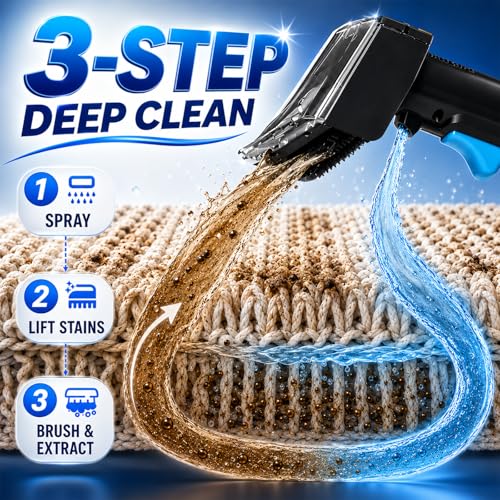 Upholstery Cleaner Machine & Carpet Cleaner | Portable Spot Cleaner with Strong Suction and Scrubbing Brush for Pet Stains, Spills on Couches, Rugs, Mattresses, Car Interiors (White) - color: White