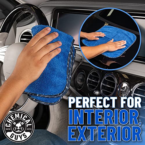 Chemical Guys, Professional Microfiber Towels, 16 x 16 in, Blue, 3 Pack | Ultra-soft, scratch-free towels to buff wax, dry panels and clean glass and interiors, machine washable - color: Blue, size: 3 Pack