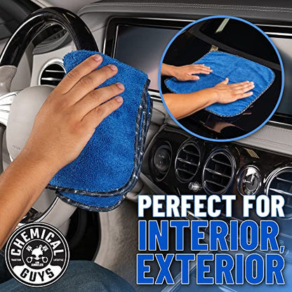 Chemical Guys, Professional Microfiber Towels, 16 x 16 in, Blue, 3 Pack | Ultra-soft, scratch-free towels to buff wax, dry panels and clean glass and interiors, machine washable - color: Blue, size: 3 Pack