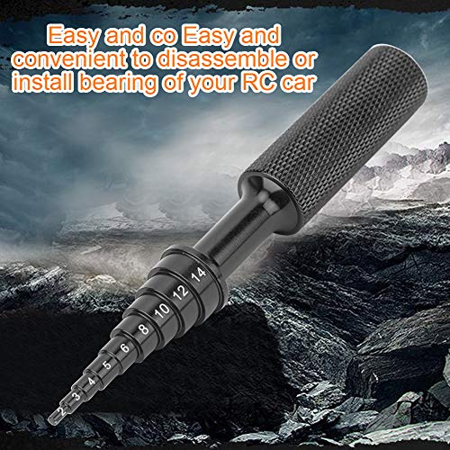 RC Bearing Tool, 2 to14mm Aluminum Alloy Steering Hub Carrier Disassembly Removal Tool Non Slip Puller Removal for RC Car Accessory (Black) - color: Black
