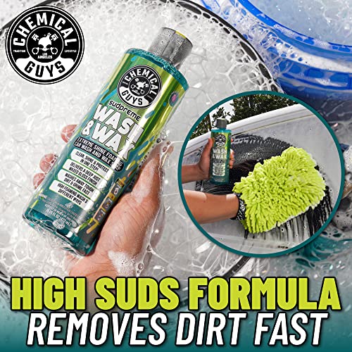 Chemical Guys Sudpreme Wash & Wax 128 oz High Suds Foaming Car Wash Soap with Carnauba Wax Shine, Deep Gloss Finish & Surface Protection Safe for Paint, Chrome & Plastic