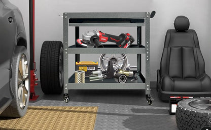JZD 3 Tier Tool Cart on Wheels with Drawer & Screwdriver Holder, Metal Mechanic Rolling Cart for Garage Auto Repair Shop Factory Kitchen - size: 02