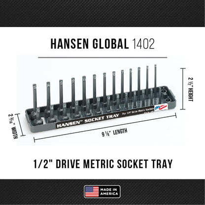 Hansen Global 92000 SAE & Metric, 2-Row Socket Tray Set - 6-Pieces, Red & Grey - color: Red & Grey