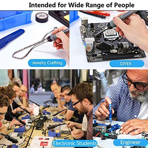 Electric Soldering Iron Kit 60W Adjustable Temperature Welding Soldering Iron with 5pcs Different Tips, 1 thread 1.0mm Dia. (Soldering Irons) - color: Orange