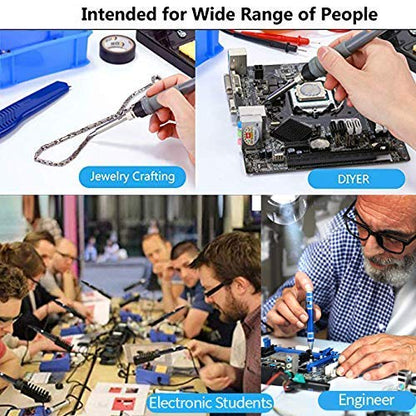 Electric Soldering Iron Kit 60W Adjustable Temperature Welding Soldering Iron with 5pcs Different Tips, 1 thread 1.0mm Dia. (Soldering Irons) - color: Blue