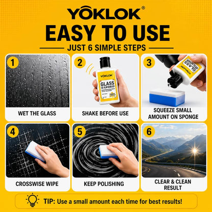 Glass Oil Film Remover for Car Windows, Professional Windshield Cleaner & Restorer, Eliminates Water Spots, Grime & Night Glare, Auto Glass Stripper Kit with 2 Sponges, 150ml (5.1oz)