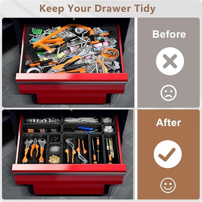 A-LuGei【XX-Large Size【5 Pcs】 Tool Box Organizer Tray Divider【Single Size】 Desk Drawer Organizer Bin, Garage Organization and Storage Toolbox for Rolling Tool Chest Cart Cabinet WorkBench Part Widget - size: 5pcs-XXL Size