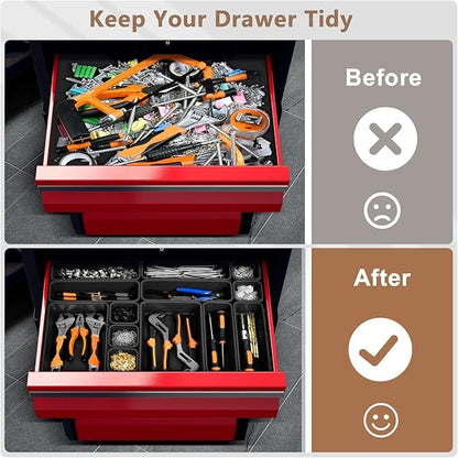 A-LuGei【XX-Large Size【5 Pcs】 Tool Box Organizer Tray Divider【Single Size】 Desk Drawer Organizer Bin, Garage Organization and Storage Toolbox for Rolling Tool Chest Cart Cabinet WorkBench Part Widget - size: 5pcs-XXL Size