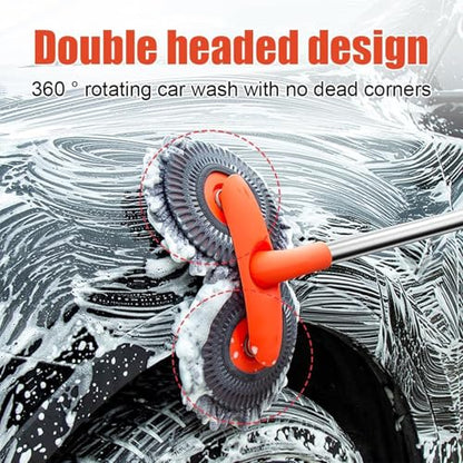 Double Head Car Wash Mop with Long Handle 360°Rotating Car Wash Brush Chenille Microfiber Cleaning Kit Not Hurt Paint Scratch Free(Single Set Mop) - color: Single Set Mop