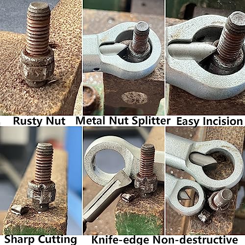 4PC Heavy Duty Metal Nut Splitter Kit | 1500ft-lbs Torque for Seized Rust Nuts | Auto Undercarriage & Marine Rigging | Hand-Safe Bolt Buster w/Triple Anti-Slip Jaws 9-12mm, 12-16mm, 16-22mm, 22-27mm