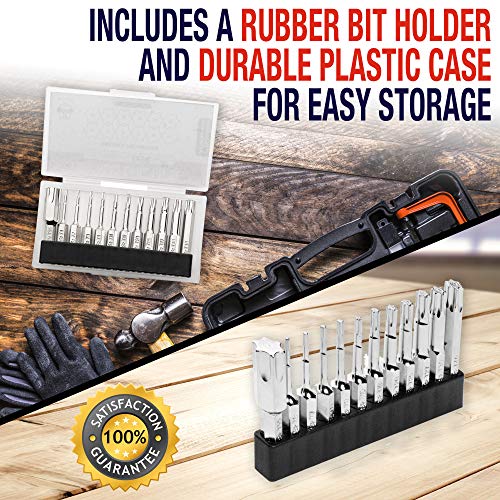 Baker and Bolt Torx Head Drill Bit Set - Premium12pc Set w/Storage Case T6 - T55 1/4in Hex Shank Magnetic Star Security Kit Long 2inch Torx Key Bits S2 Steel for drills and Impact Drivers - style: TORX