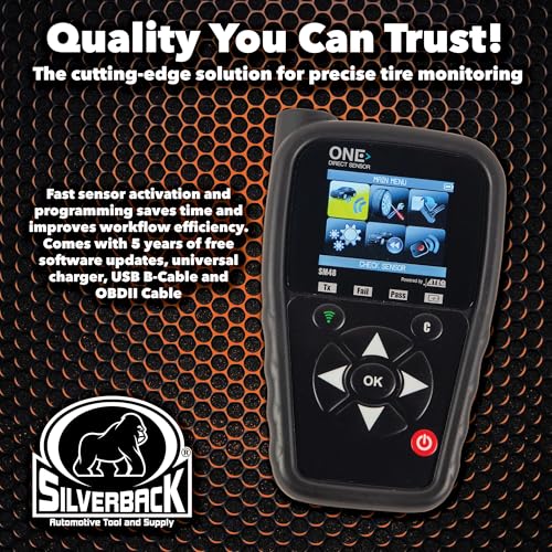 Silverback SM47 TPMS Tool Built by ATEQ, Your go-to Solution for tire Pressure Monitoring System (TPMS) Diagnostics and Services. The SM47 Provides Accurate and Reliable TPMS Diagnostics with Ease. - size: 0 Pack with Tool