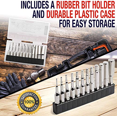 Metric Allen Wrench Drill Bit Set - Premium 12pc Complete Set w/Storage Case and Bit Holder - 1.5mm - 10mm 1/4in Hex Shank Magnetic Bit Set - The GIFD Collection S2 Steel Long 2in drive heads - style: ALLEN (METRIC)