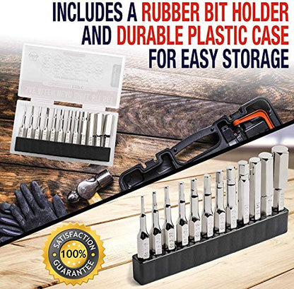 Metric Allen Wrench Drill Bit Set - Premium 12pc Complete Set w/Storage Case and Bit Holder - 1.5mm - 10mm 1/4in Hex Shank Magnetic Bit Set - The GIFD Collection S2 Steel Long 2in drive heads - style: ALLEN (METRIC)