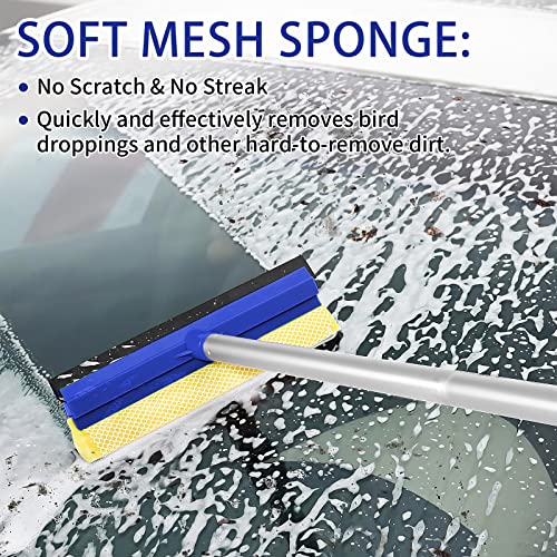 Lsyomne 62'' Car Wash Brush Mop Kit with Long Handle Microfiber Car Washing Tool kit Detailing Brush Car Wheel Tire Cleaning Brush Windshield Squeegee Car Duster Towel for Cars Truck, SUV, RV