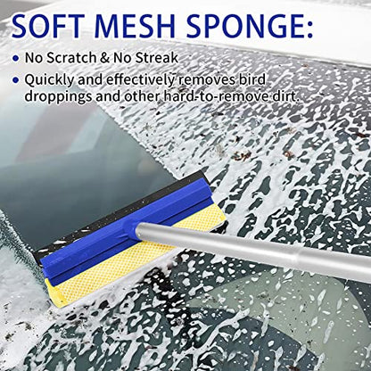 Lsyomne 62'' Car Wash Brush Mop Kit with Long Handle Microfiber Car Washing Tool kit Detailing Brush Car Wheel Tire Cleaning Brush Windshield Squeegee Car Duster Towel for Cars Truck, SUV, RV