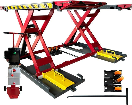 KATOOL Portable Car Lift Mid Rise Scissor Lift 7000lbs Lifting Capacity Max. Lifting Height 39" (More Easy to Access) Scissor Car Lift Scissor Auto Quick Jack for Home Garage and Shop, 110V - color: Red