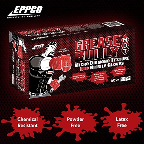 EPPCO Grease Bully 7-Mil Red Nitrile Gloves Disposable Powder Free, Latex Free Textured Superior Grip Glove for Mechanics - style: Xl, Case of 900