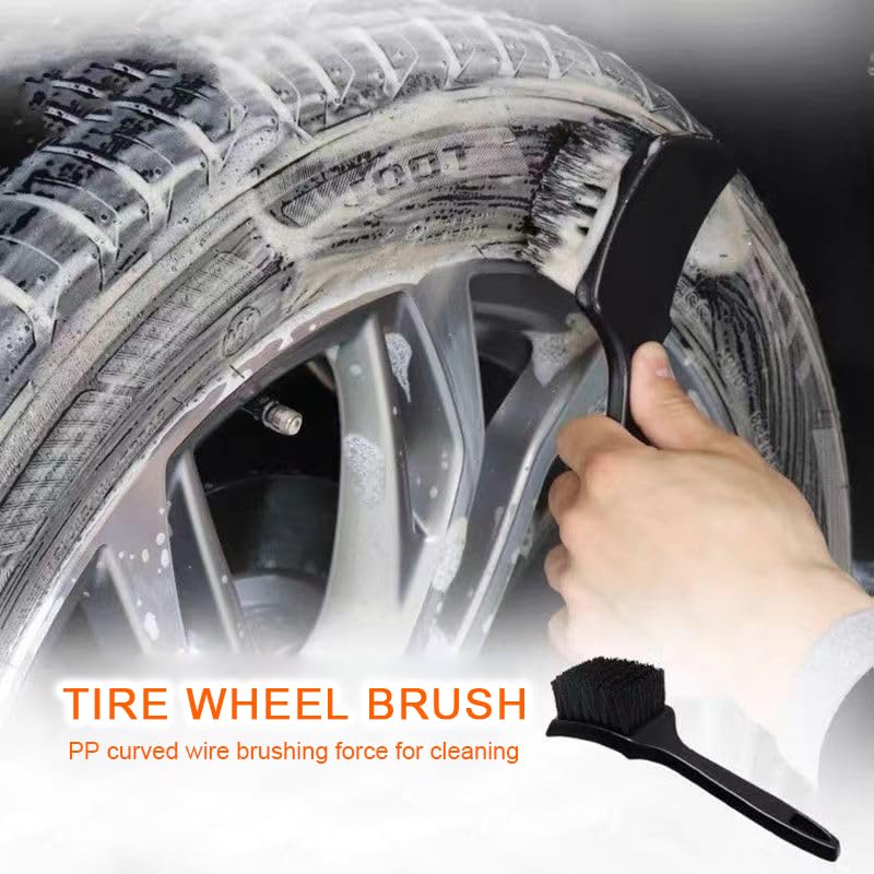 Tire & Carpet Brush - Scrub Brush for Floor Mats & Car Interior (Black & White) - color: Black+white