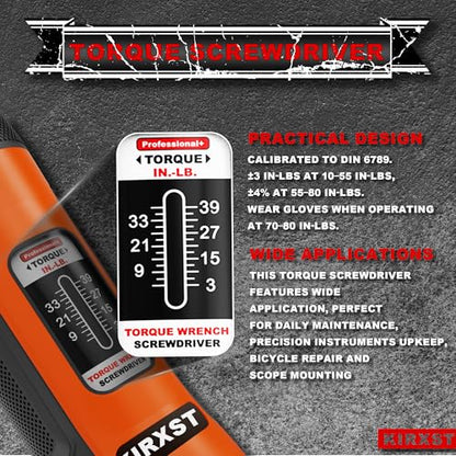 31 PCS 1/4" Drive Torque Screwdriver, 3-39 Inch Pounds Torque Screwdriver Set with S2 Bits and Socket Adapter for Maintenance, Screwdriver Set for Tools, Bike Repairing and Mounting - size: 3-39 in.-lb. S