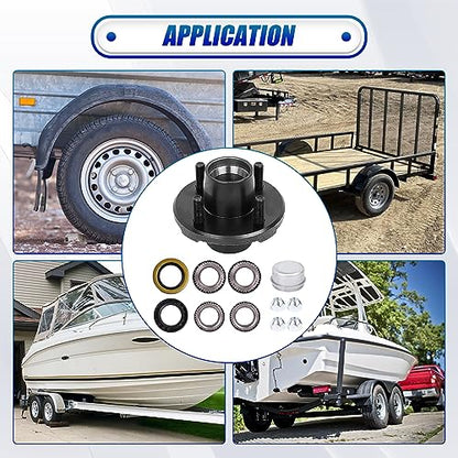 2 Sets Trailer Idler Hub Kit 4 on 4 Bolt Pattern for 2000 lb Axles, Includes 1" and 1-1/16" Bearings with Pre-Installed Races, Reliable Performance for Boat and Utility Trailers - size: 4 on 4" 2000 lbs