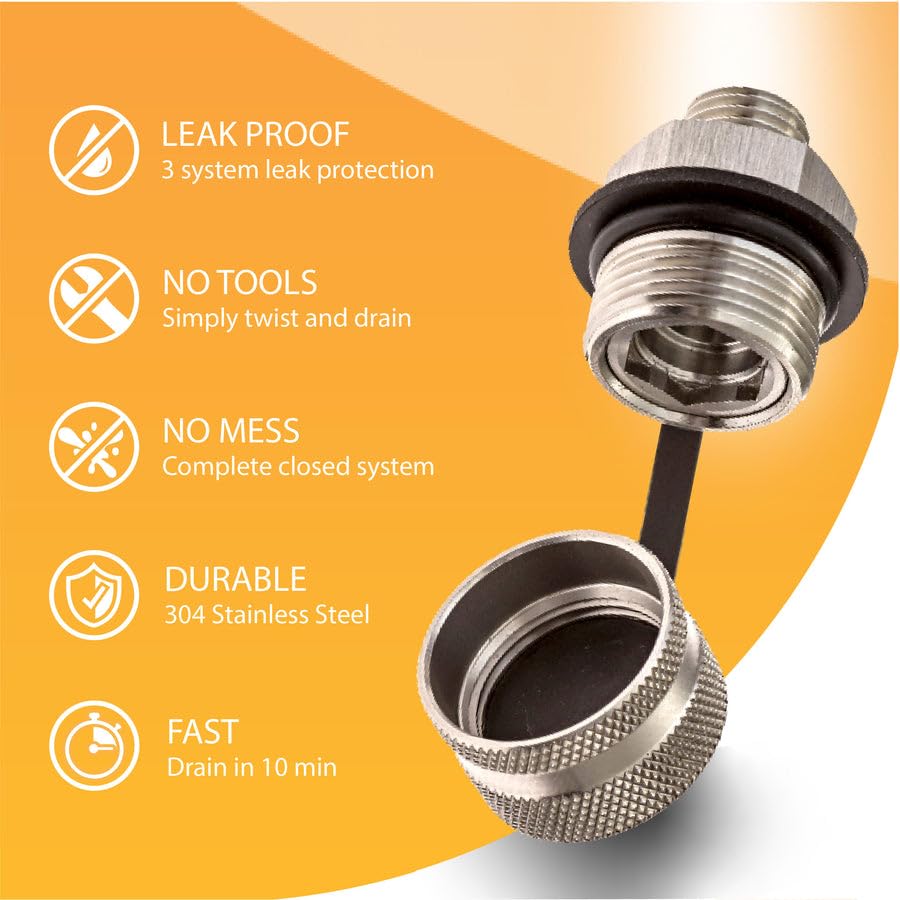 ValvoMax Oil Drain Valve - Quick Twist Oil Drain Plug for Mess-Free DIY Oil Changes - No Tools Required - 3/8-18 NPT Thread Size - Veteran-Owned American Brand - size: 3/8-18