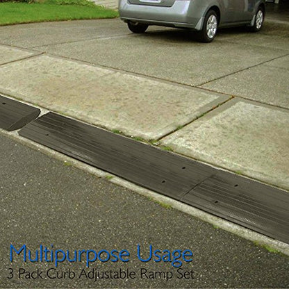 Pyle Car Driveway Curbside Bridge Ramp - Heavy Duty Rubber Threshold Curb Ramp, Used for Loading Dock, Garage, Sidewalk, Truck, Scooter, Bike, Motorcycle, Wheelchair Mobility, Other Vehicle - Pyle - size: Pack 1