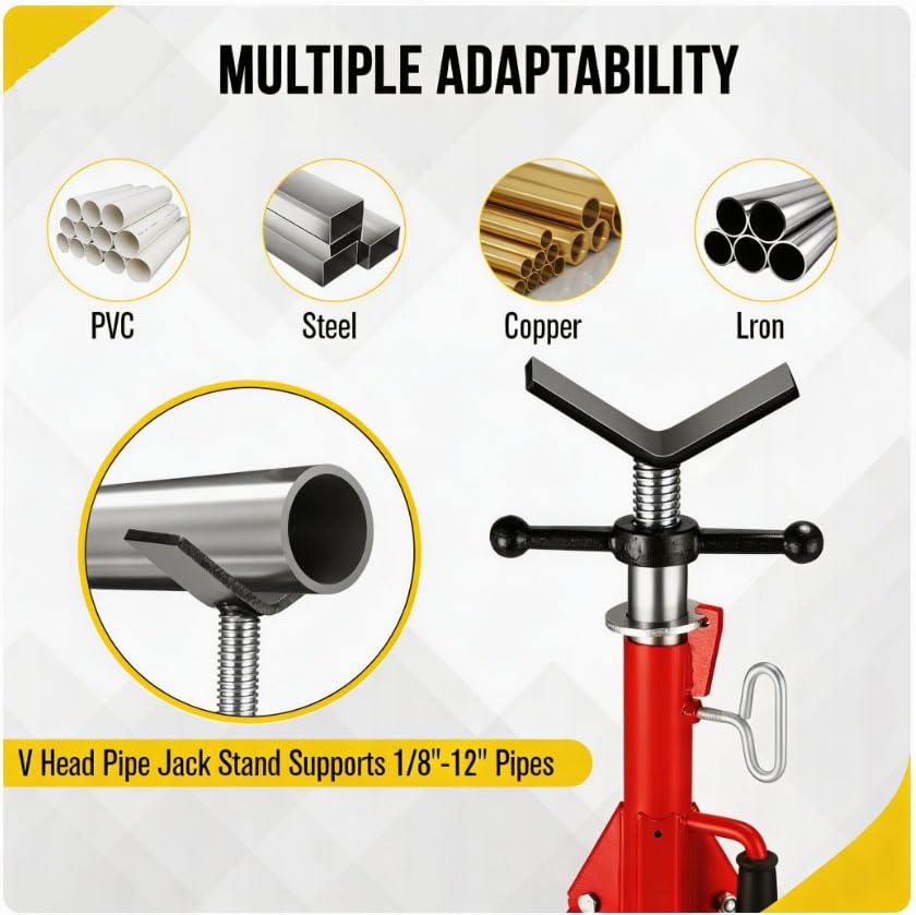 Garvee V Head Tripod Pipe Jack Stand, 1/8"-12" Pipe Support Rest, 2500 LB Heavy Duty Carbon Steel Adjustable 28"-52" Folding Portable Pipe Stand for Welding Pipe | Heavy Duty Carbon Steel Adjustable 28"-52" Folding Portable Pipe Stand for Welding Pipe - c