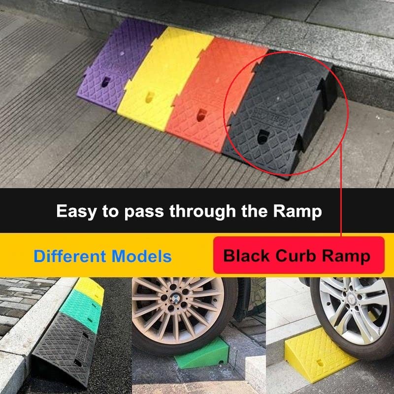 2 Pack 2.8" High Portable Curb Ramps Lightweight Plastic, Heavy Duty Plastic Threshold Ramp Set for Low Cars Driveway Loading Dock BikeMotorcycle Wheelchair Mobility, 2.8" H x 9.9" L x10.6 W (2 Pack)